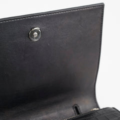 Saint Laurent Kate Croc Wallet On Chain WOC Black
