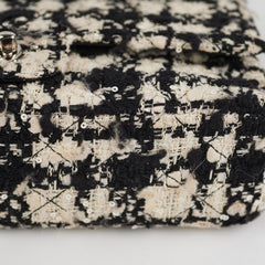 Chanel Classic Flap M/L Tweed Sequin Black