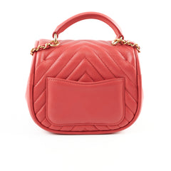 Chanel Lambskin Reverse Chevron Round Flap Bag