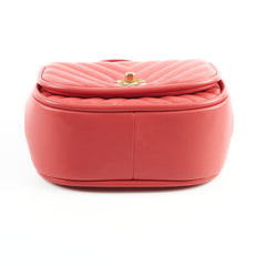 Chanel Lambskin Reverse Chevron Round Flap Bag