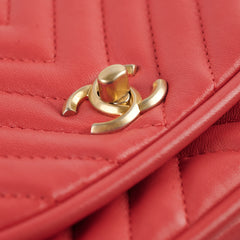 Chanel Lambskin Reverse Chevron Round Flap Bag