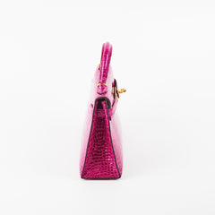 Hermes Mini Kelly Sellier Alligator Rose Scheherazade Stamp C (2018)