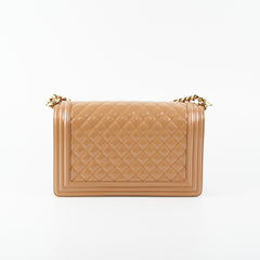 Chanel New Medium Boy Dark Beige Iridescent Patent