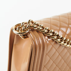 Chanel New Medium Boy Dark Beige Iridescent Patent