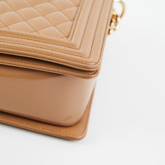 Chanel New Medium Boy Dark Beige Iridescent Patent