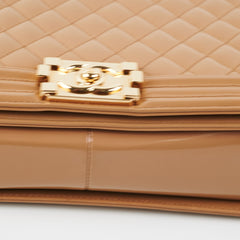 Chanel New Medium Boy Dark Beige Iridescent Patent