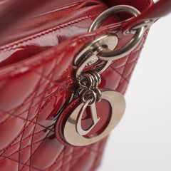 Dior Lady Dior Dark Red Patent Leather
