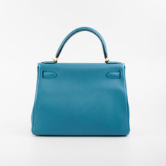 Hermes Kelly 28 Togo Izmir Blue Stamp R Square (2014)