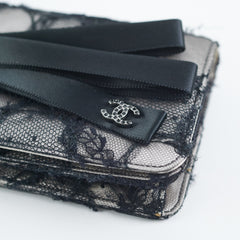 Chanel Lace Bow Clutch Black
