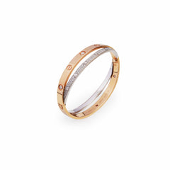 Cartier Double Love 18K Diamond Paved Yellow Gold/White Gold Size 17