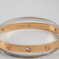 Cartier Double Love 18K Diamond Paved Yellow Gold/White Gold Size 17