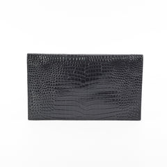Saint Laurent Uptown Crocodile Embossed Leather Black