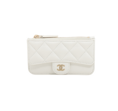 Chanel Matelasse Caviar White 5 Slot Zipper Card Case
