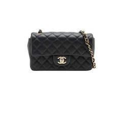 Chanel Mini Rectangular Lambskin Black Crossbody Bag (microchipped)