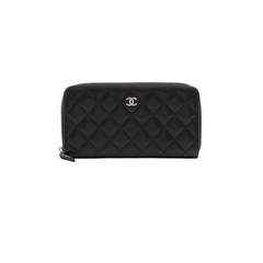 Chanel Caviar Long Zip Wallet Black