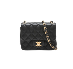 Chanel Mini Square Flap Lambskin Black Crossbody Bag - 27 series