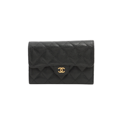 Chanel Black Caviar Compact Wallet