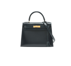Hermes Kelly 28 Vintage Box Calf Blue Indigo - Stamp Square A 1997
