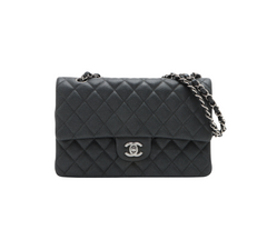 Chanel Classic Flap M/L Medium/Large Caviar Black Shimmer Bag- 18C