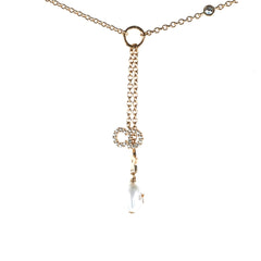 Christian Dior CD Gold Rhinestone Pearl Drop Necklace Costume Jewellery