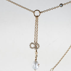 Christian Dior CD Gold Rhinestone Pearl Drop Necklace Costume Jewellery