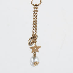 Christian Dior CD Gold Rhinestone Pearl Drop Necklace Costume Jewellery