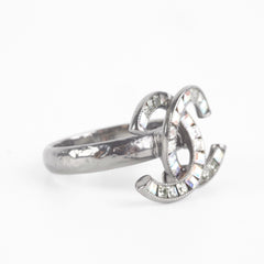 Chanel CC Crystal Logo Ring Costume Jewellery