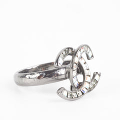 Chanel CC Crystal Logo Ring Costume Jewellery