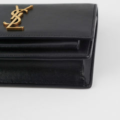 Saint Laurent Sunset Black Chain Wallet In Smooth Leather