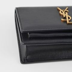 Saint Laurent Sunset Black Chain Wallet In Smooth Leather