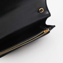 Saint Laurent Sunset Black Chain Wallet In Smooth Leather
