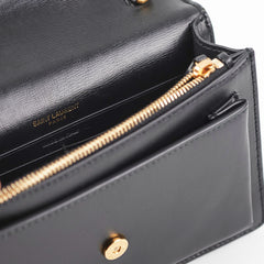 Saint Laurent Sunset Black Chain Wallet In Smooth Leather