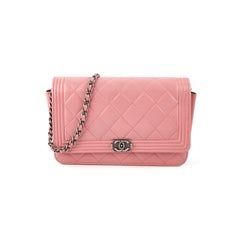 Chanel Boy Wallet On Chain Woc Lambskin Pink