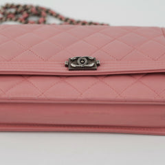 Chanel Boy Wallet On Chain Woc Lambskin Pink