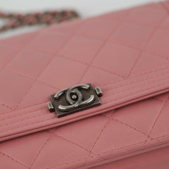Chanel Boy Wallet On Chain Woc Lambskin Pink