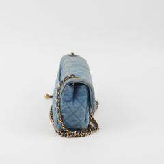 Chanel Denim Pearl Crush Mini Rectangle Flap Bag