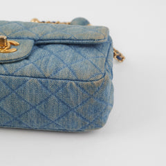 Chanel Denim Pearl Crush Mini Rectangle Flap Bag