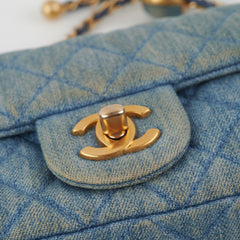Chanel Denim Pearl Crush Mini Rectangle Flap Bag