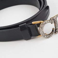 ITEM 5 - Christian Dior CD Rhinestone Gold Belt Size 75cm