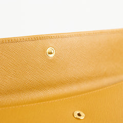 Prada Long Saffiano Leather Yellow Wallet