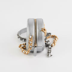 Chanel 19 Round Clutch Metallic Silver