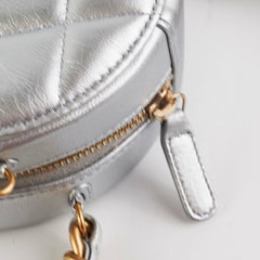 Chanel 19 Round Clutch Metallic Silver