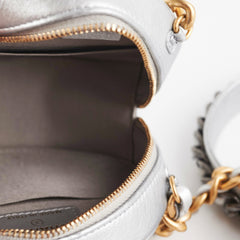 Chanel 19 Round Clutch Metallic Silver