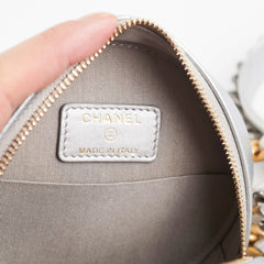 Chanel 19 Round Clutch Metallic Silver