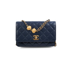 Chanel Seasonal Wallet On Chain Lambskin Navy - Microchipped