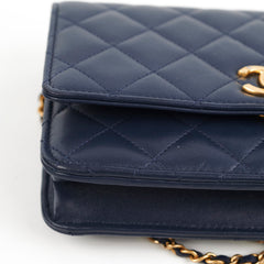 Chanel Seasonal Wallet On Chain Lambskin Navy - Microchipped