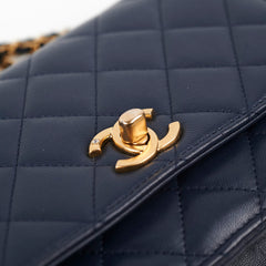 Chanel Seasonal Wallet On Chain Lambskin Navy - Microchipped
