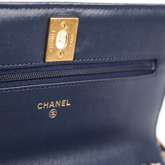 Chanel Seasonal Wallet On Chain Lambskin Navy - Microchipped