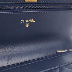 Chanel Seasonal Wallet On Chain Lambskin Navy - Microchipped