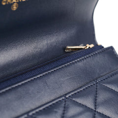 Chanel Seasonal Wallet On Chain Lambskin Navy - Microchipped